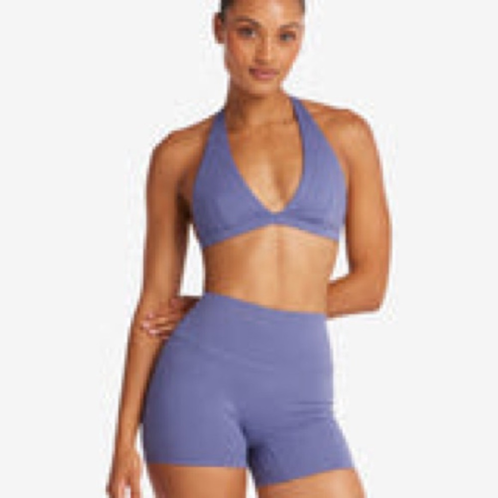 Women's Lavender Halter Sports Bra and Shorts Set
